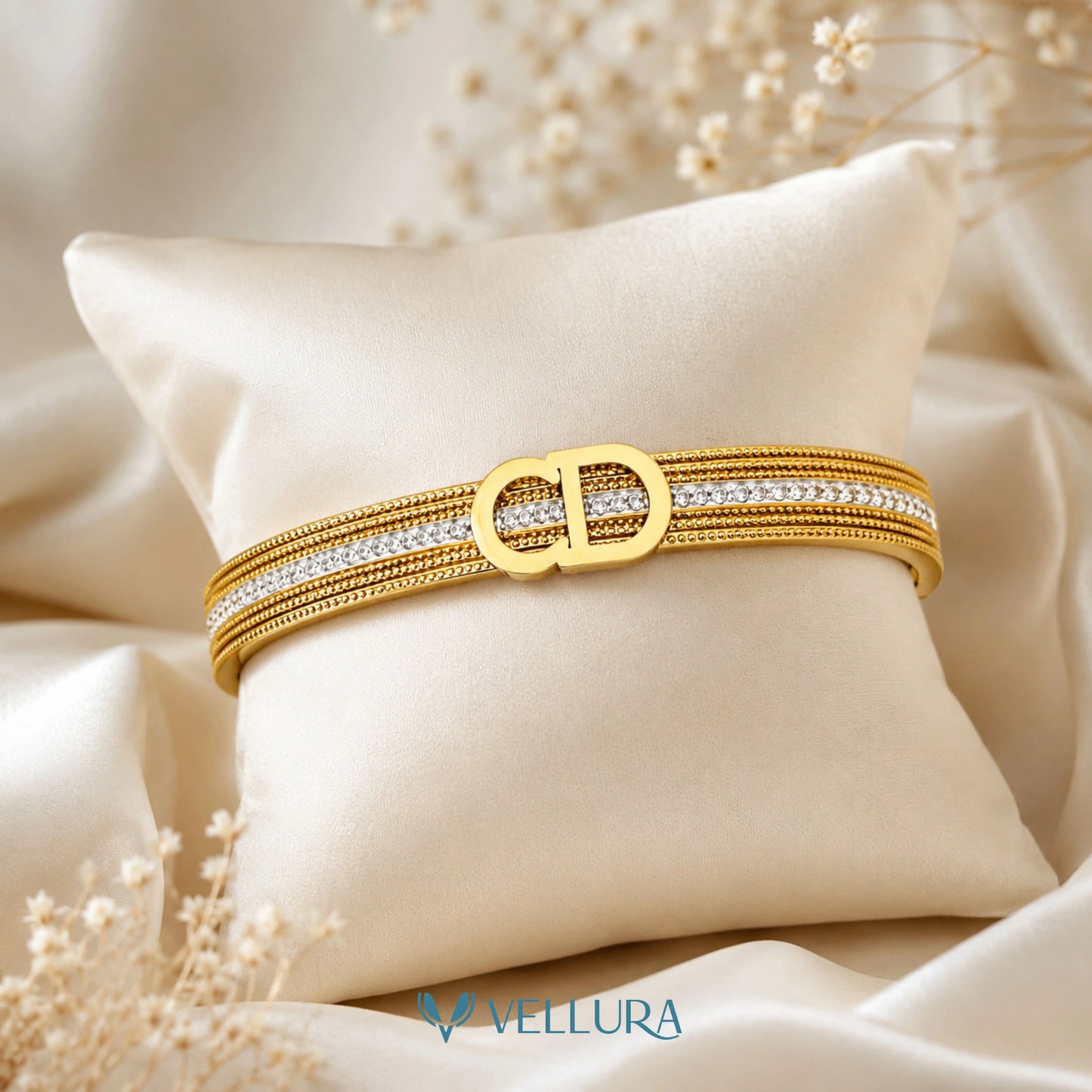 CD INSPIRED-Studded Designer Cuff Bracelet