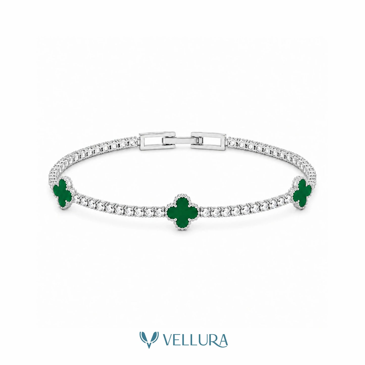 Green Clover Tennis Bracelet