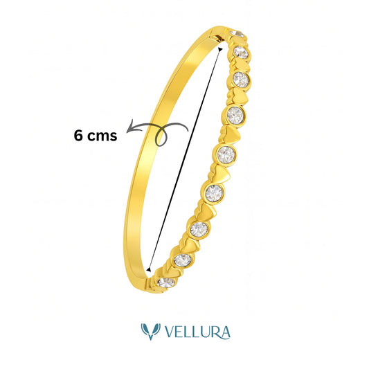 Heart & Crystal Gold Bracelet