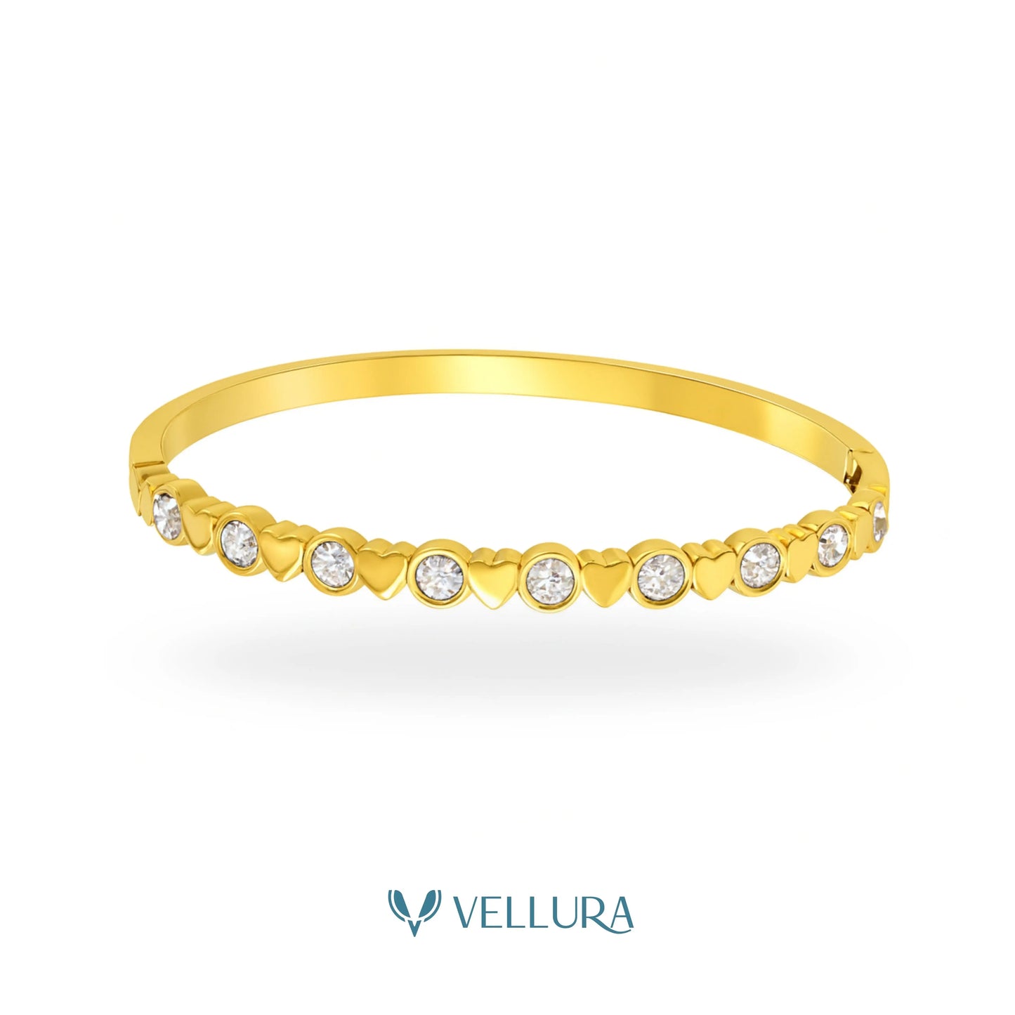 Heart & Crystal Gold Bracelet