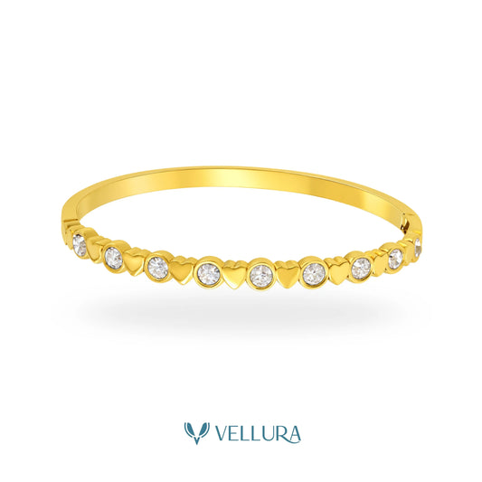 Heart & Crystal Gold Bracelet