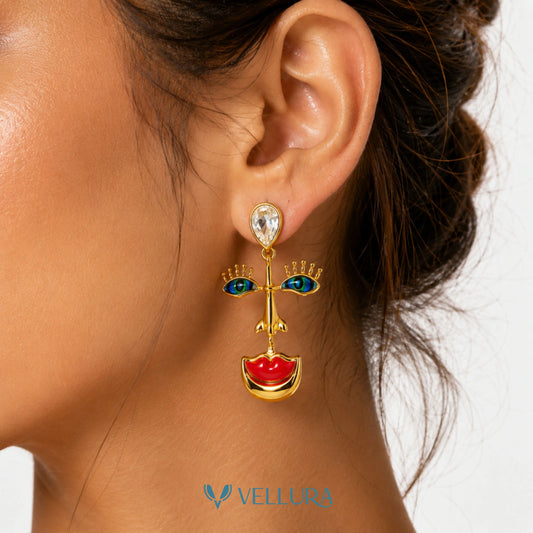 Abstract Face Drop Earrings