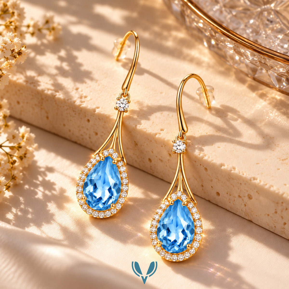 Teardrop Crystal Drop Earrings