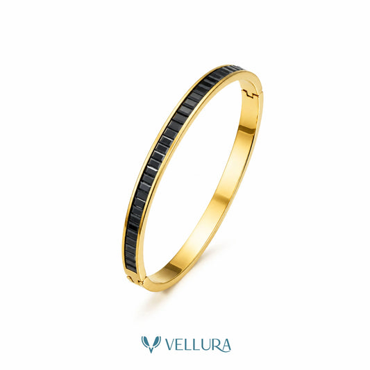 Black Stone Bangle Bracelet