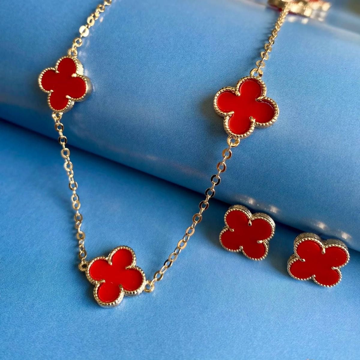 5 Motif's Red Necklace-Adjustable