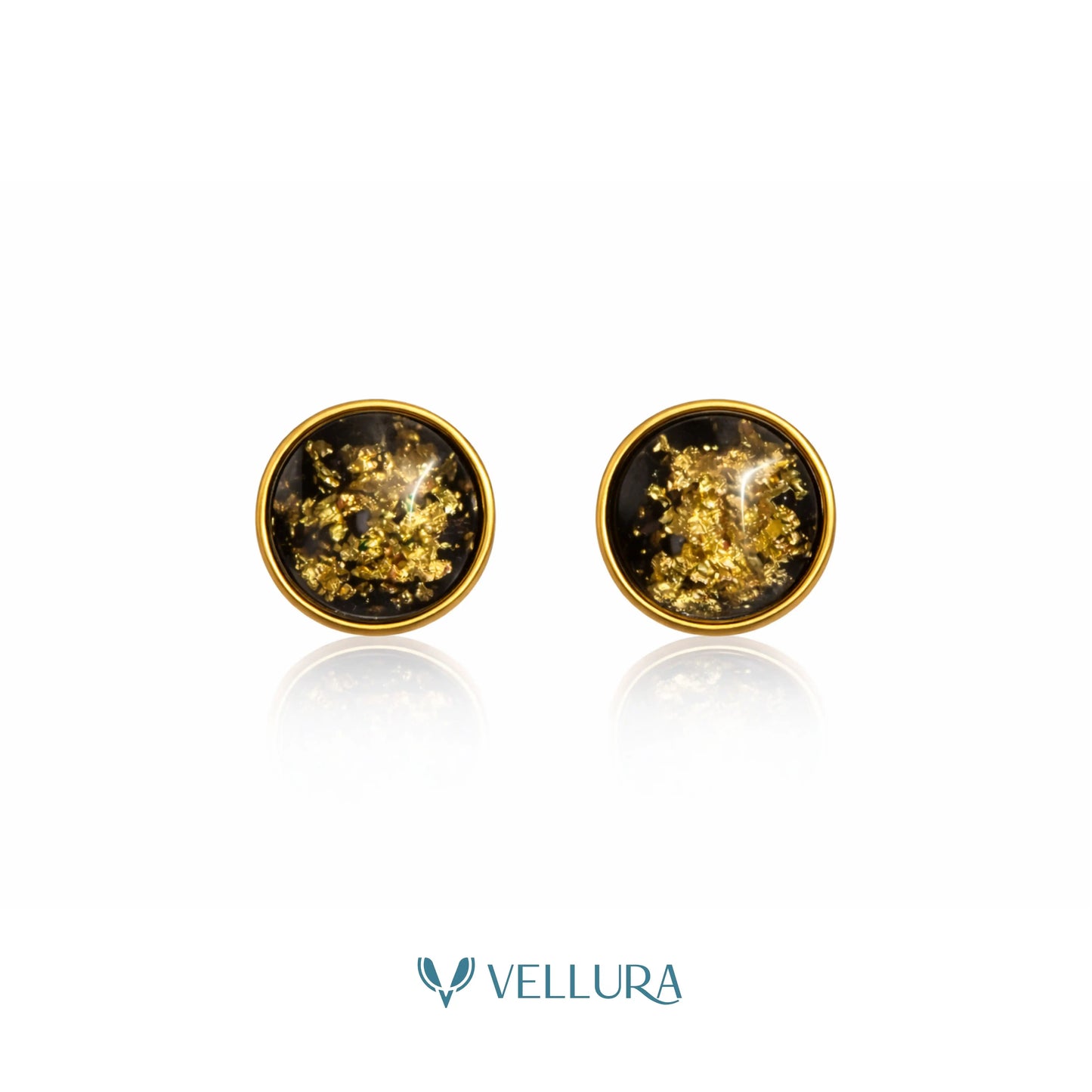 Foil Black Stud Earrings
