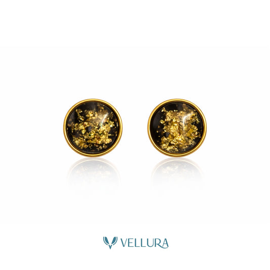 Foil Black Stud Earrings