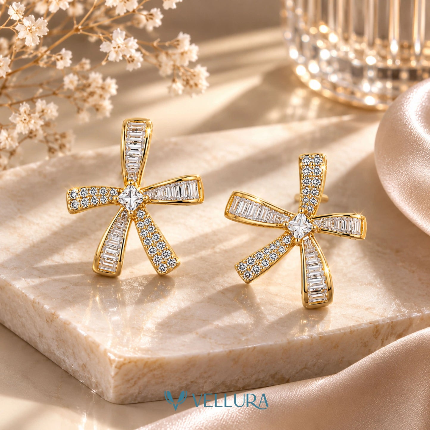Floral Crystal Stud Earrings