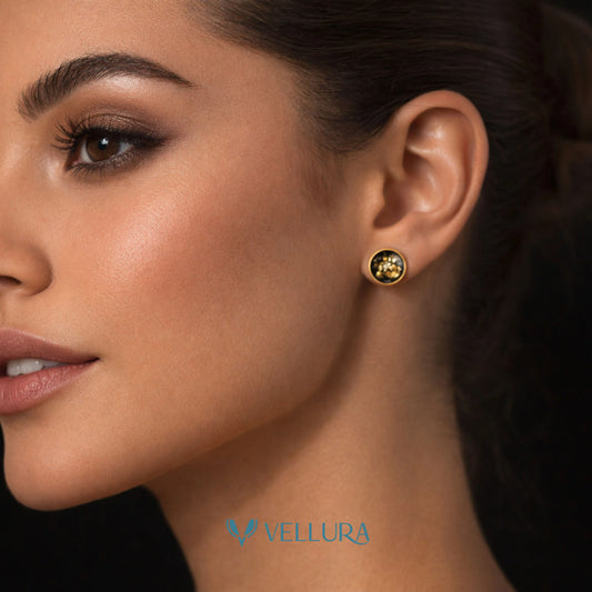 Foil Black Stud Earrings