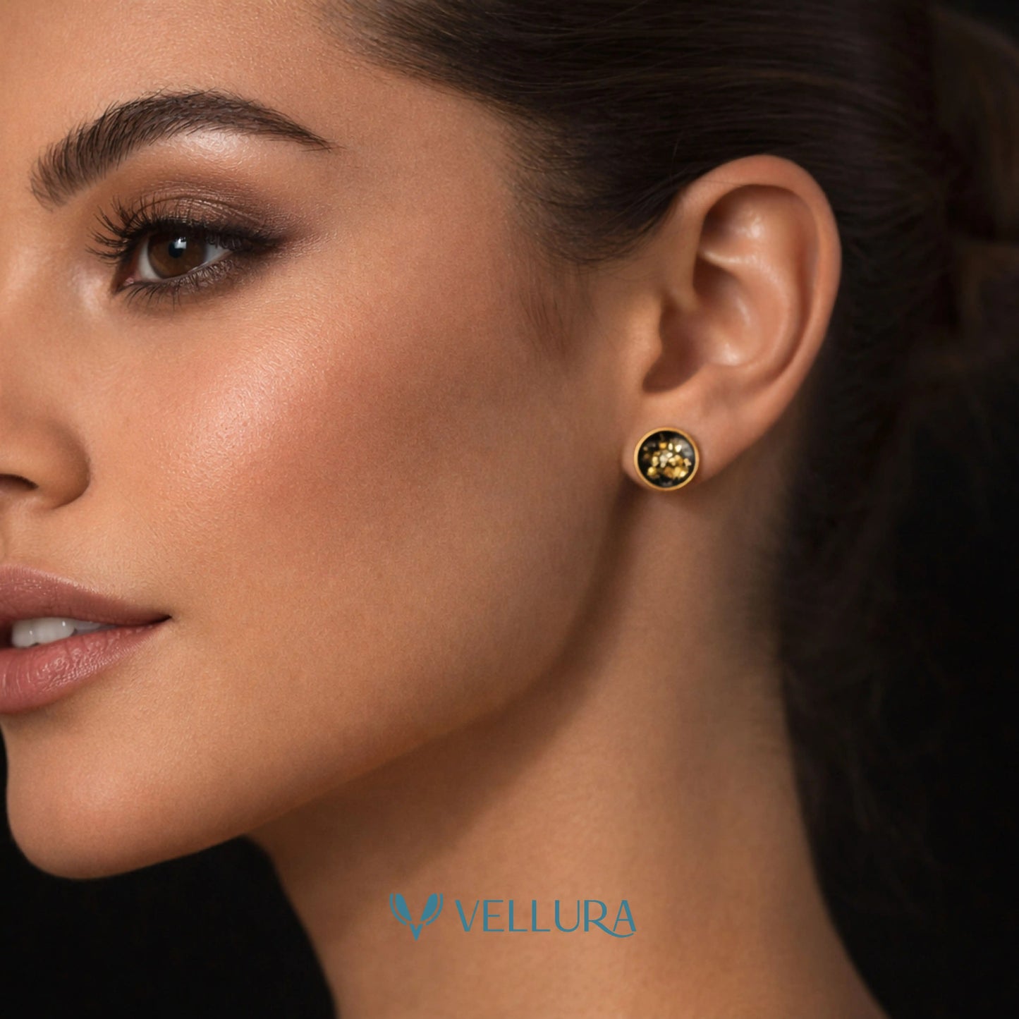 Foil Black Stud Earrings