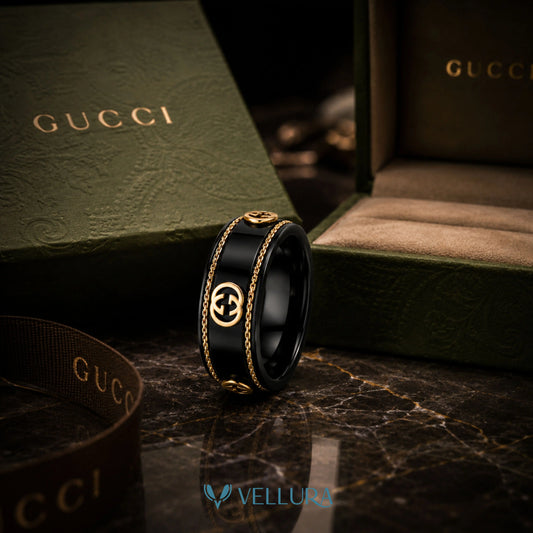 Black & Gold Chain Detail Ring-Gucci Inspired
