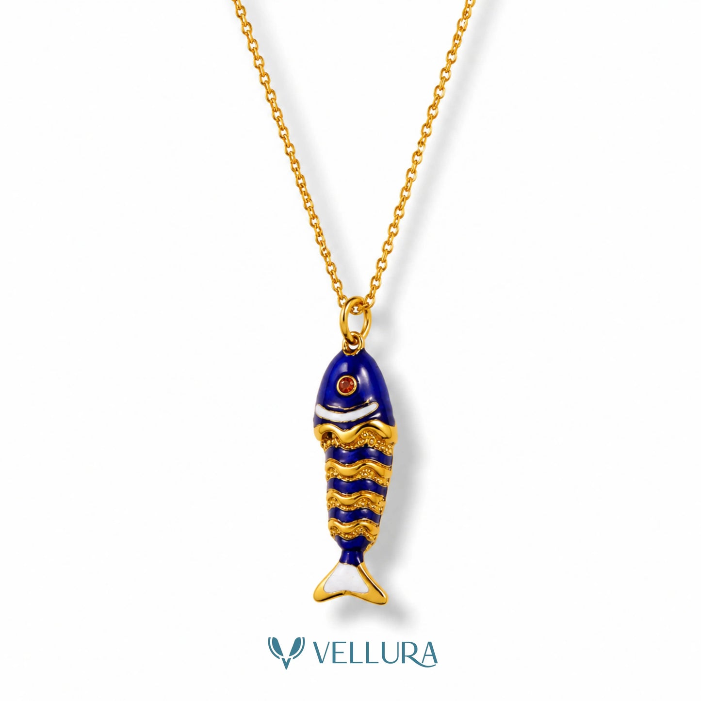 Blue Fish Pendant Necklace