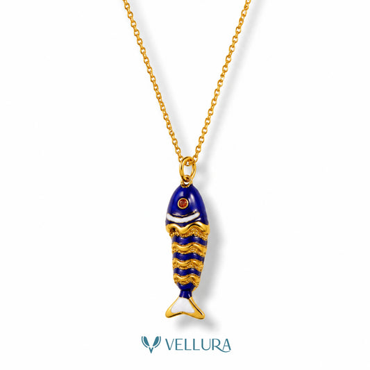 Blue Fish Pendant Necklace
