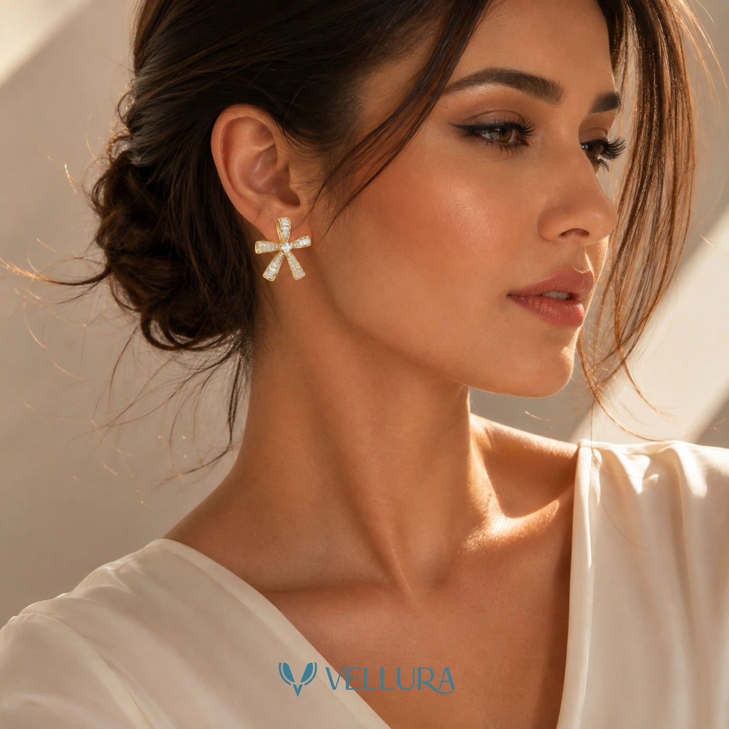 Floral Crystal Stud Earrings