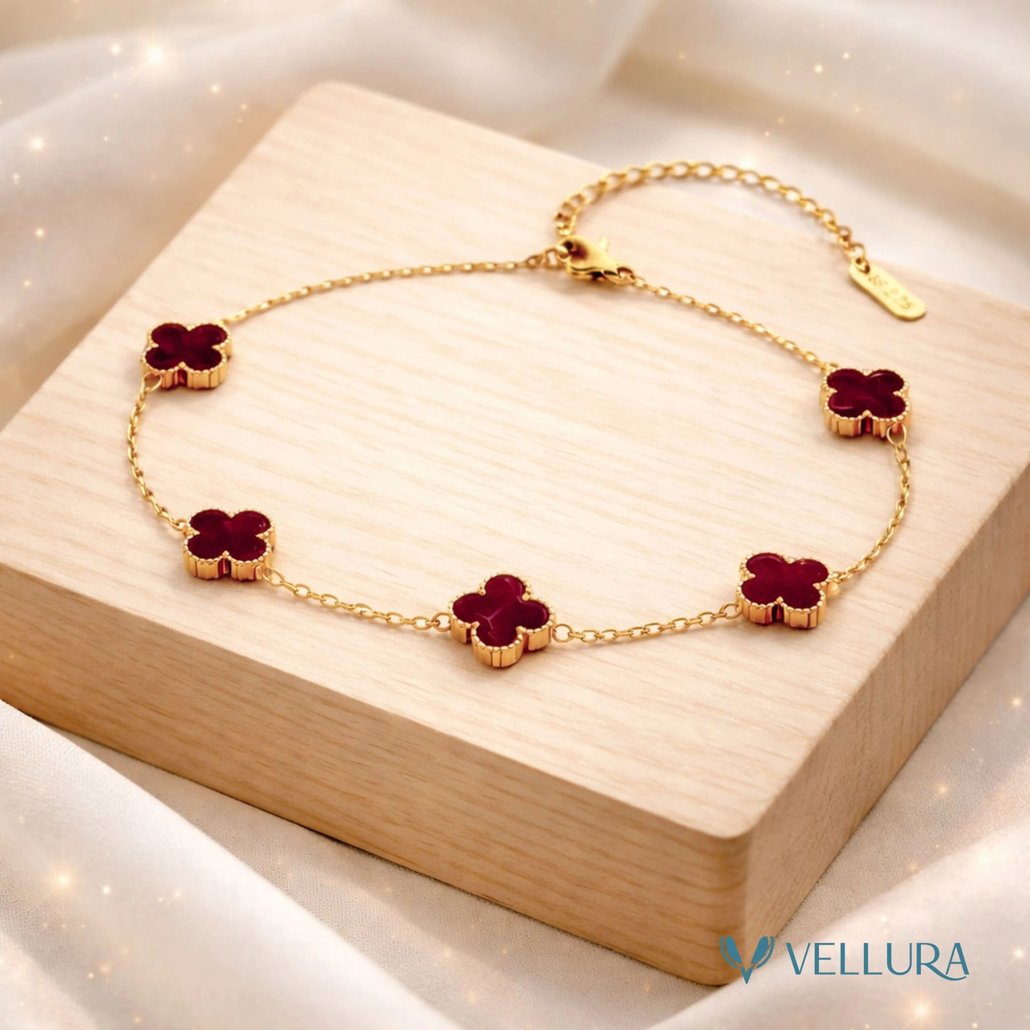 Red Quatrefoil Bracelet