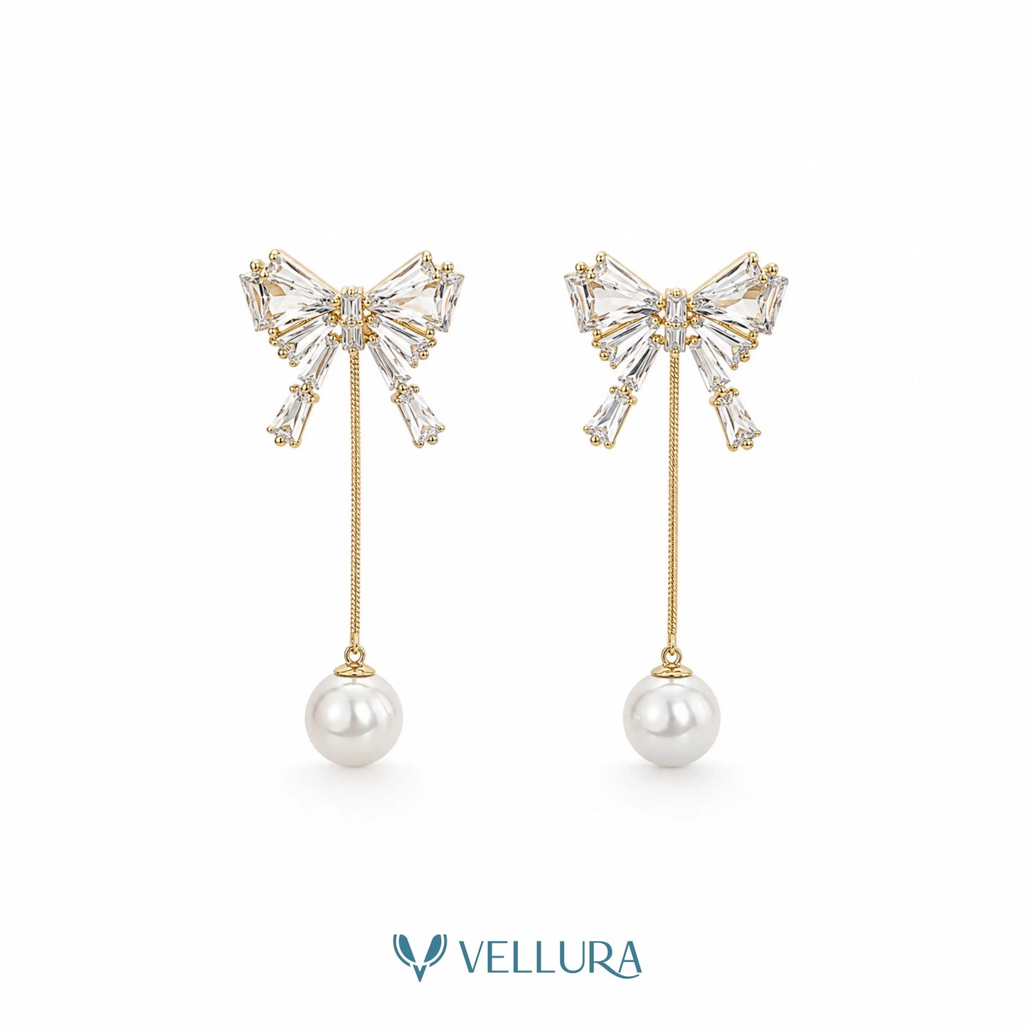 Pearl Bow Drop Earrings