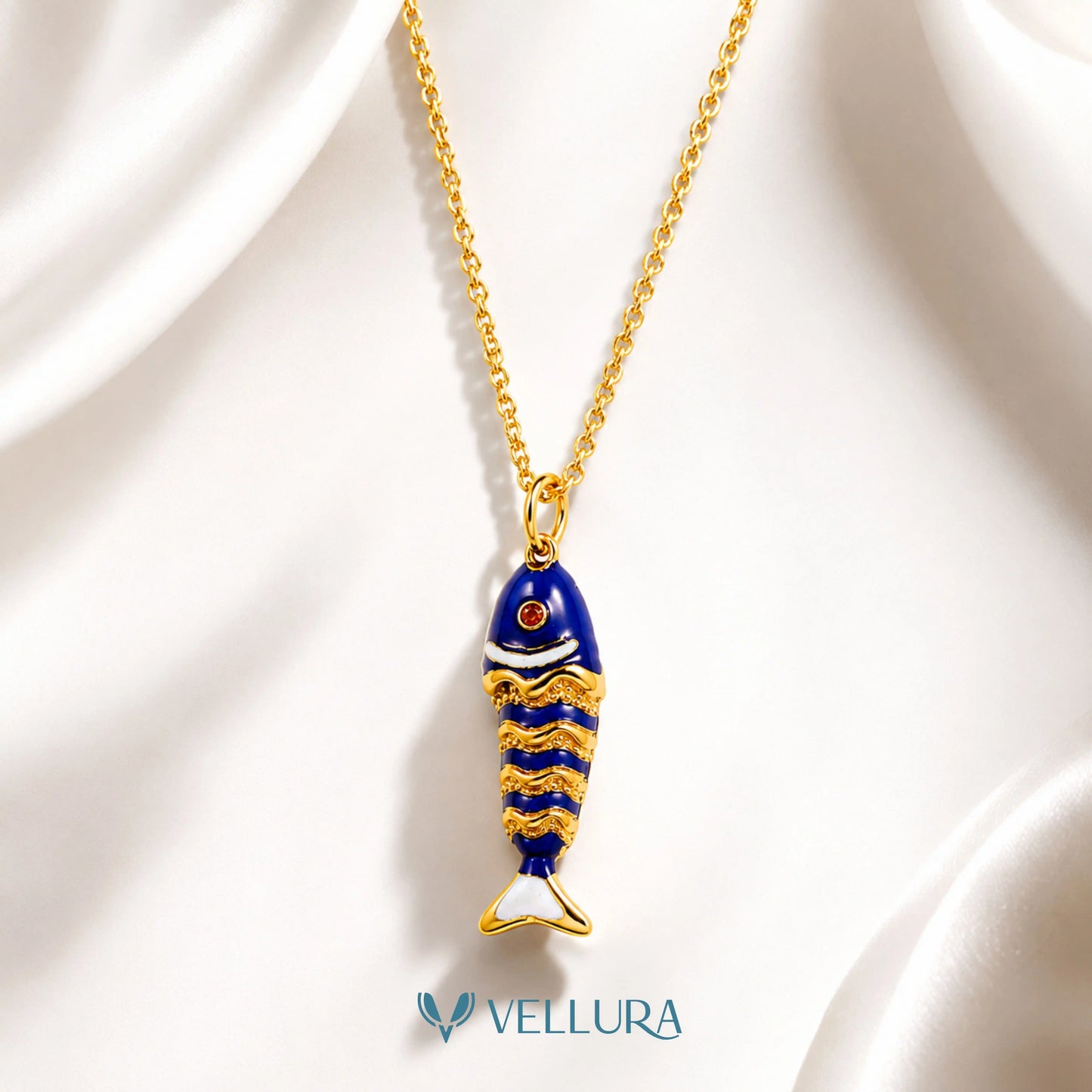 Blue Fish Pendant Necklace