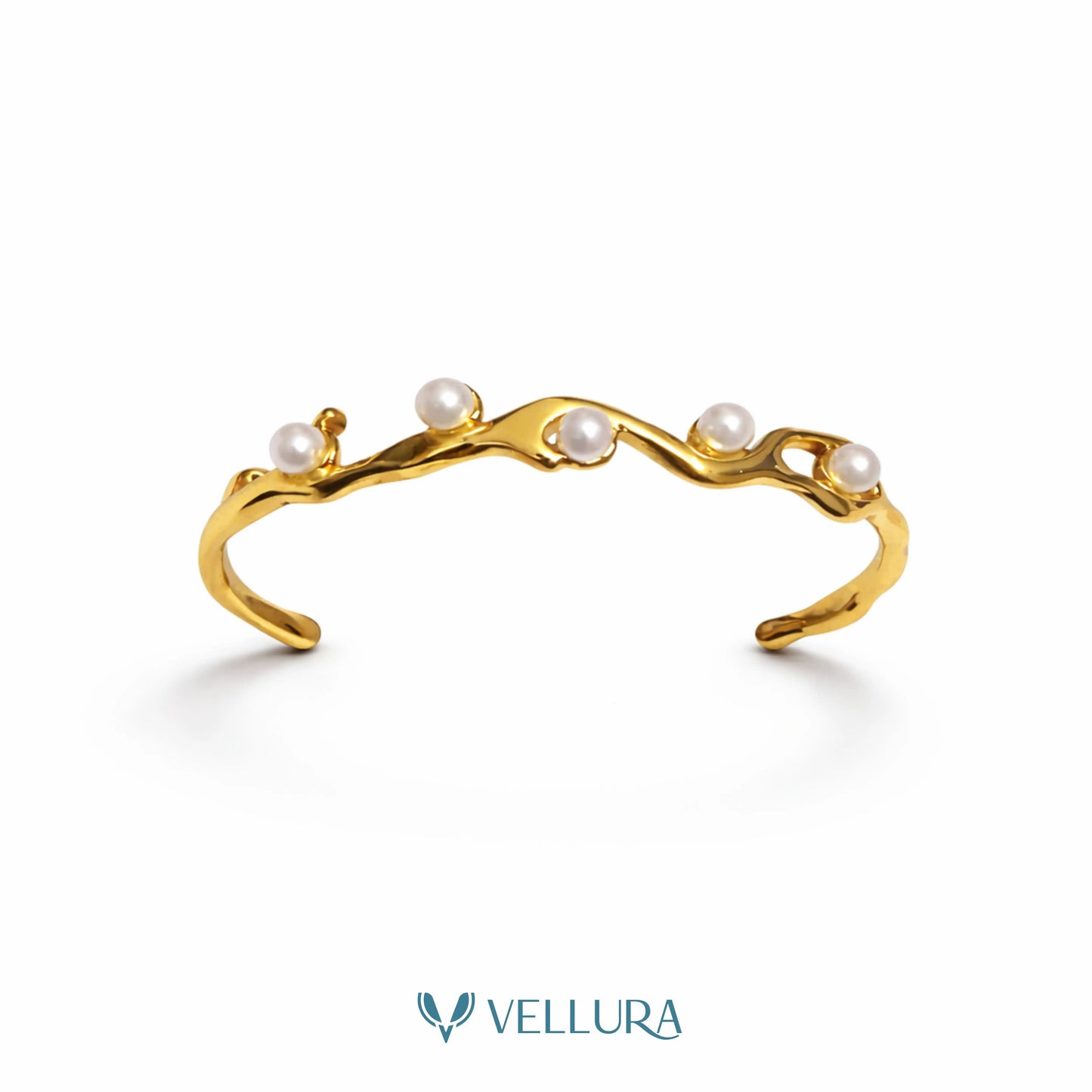 Gold Pearl Open Bracelet