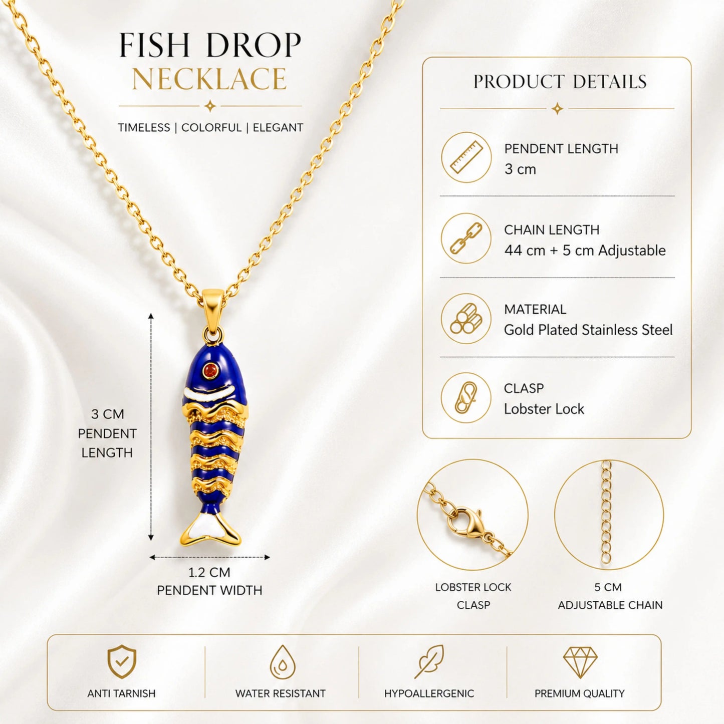 Blue Fish Pendant Necklace