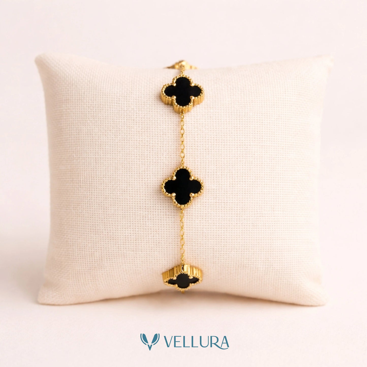 Black Quatrefoil Bracelet