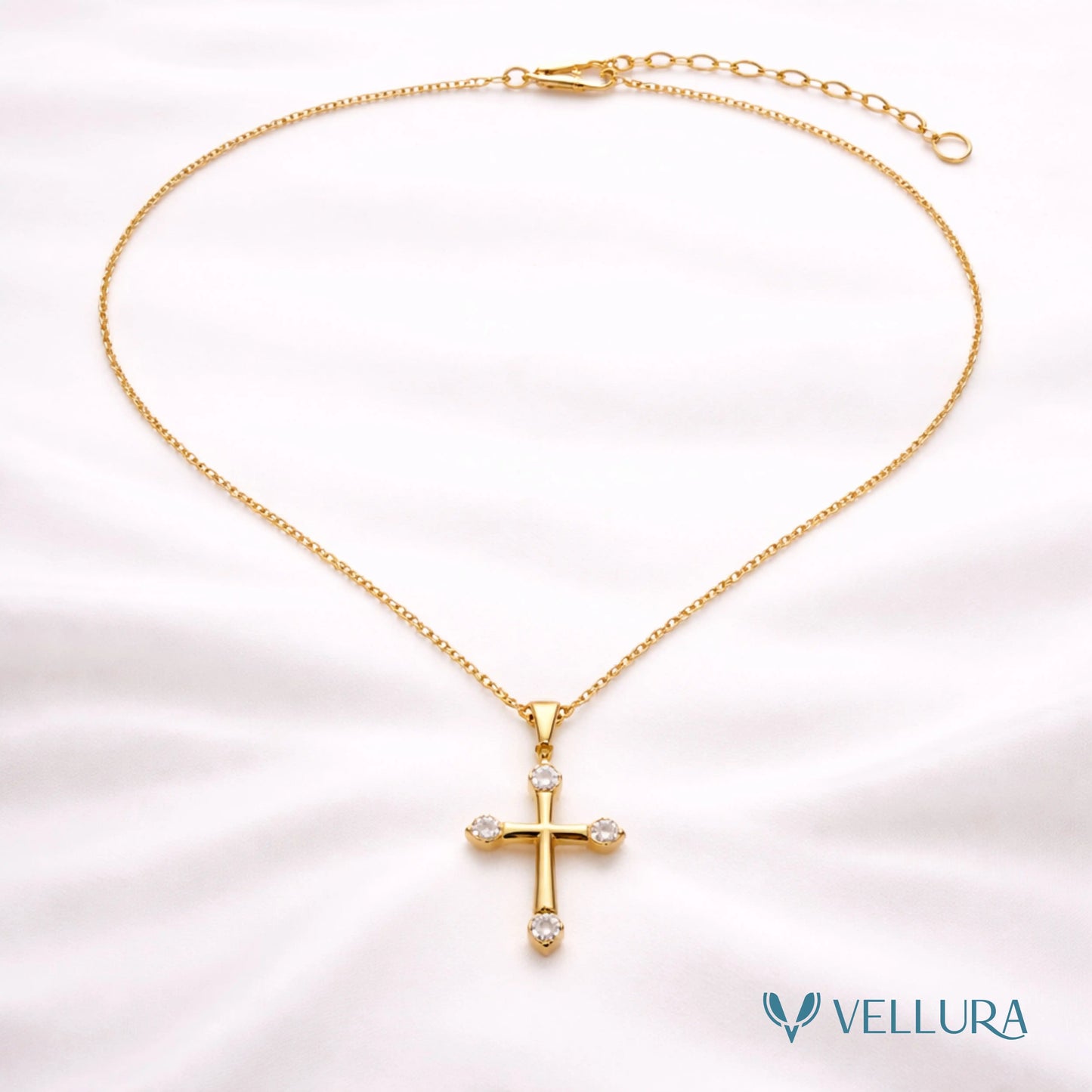 Studded Cross Pendant Necklace