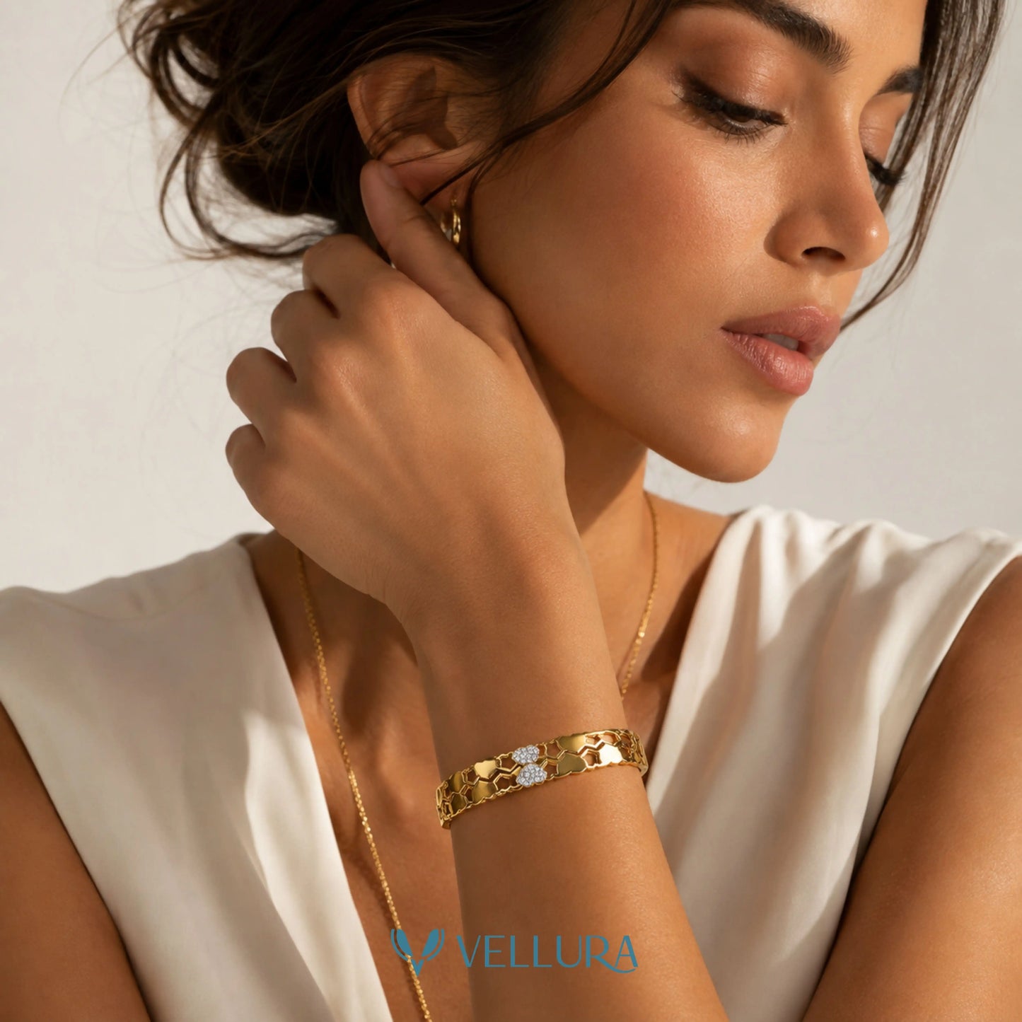 Honeycomb Heart Gold Bracelet