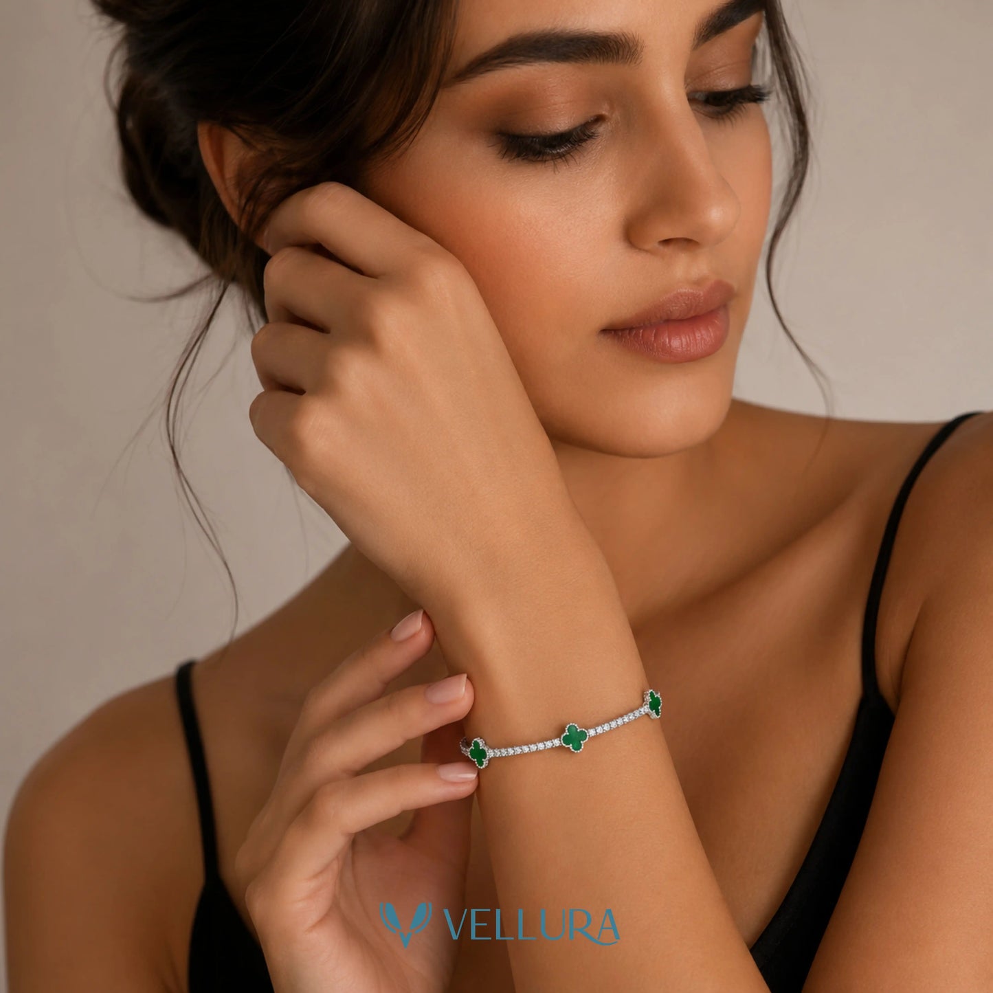 Green Clover Tennis Bracelet
