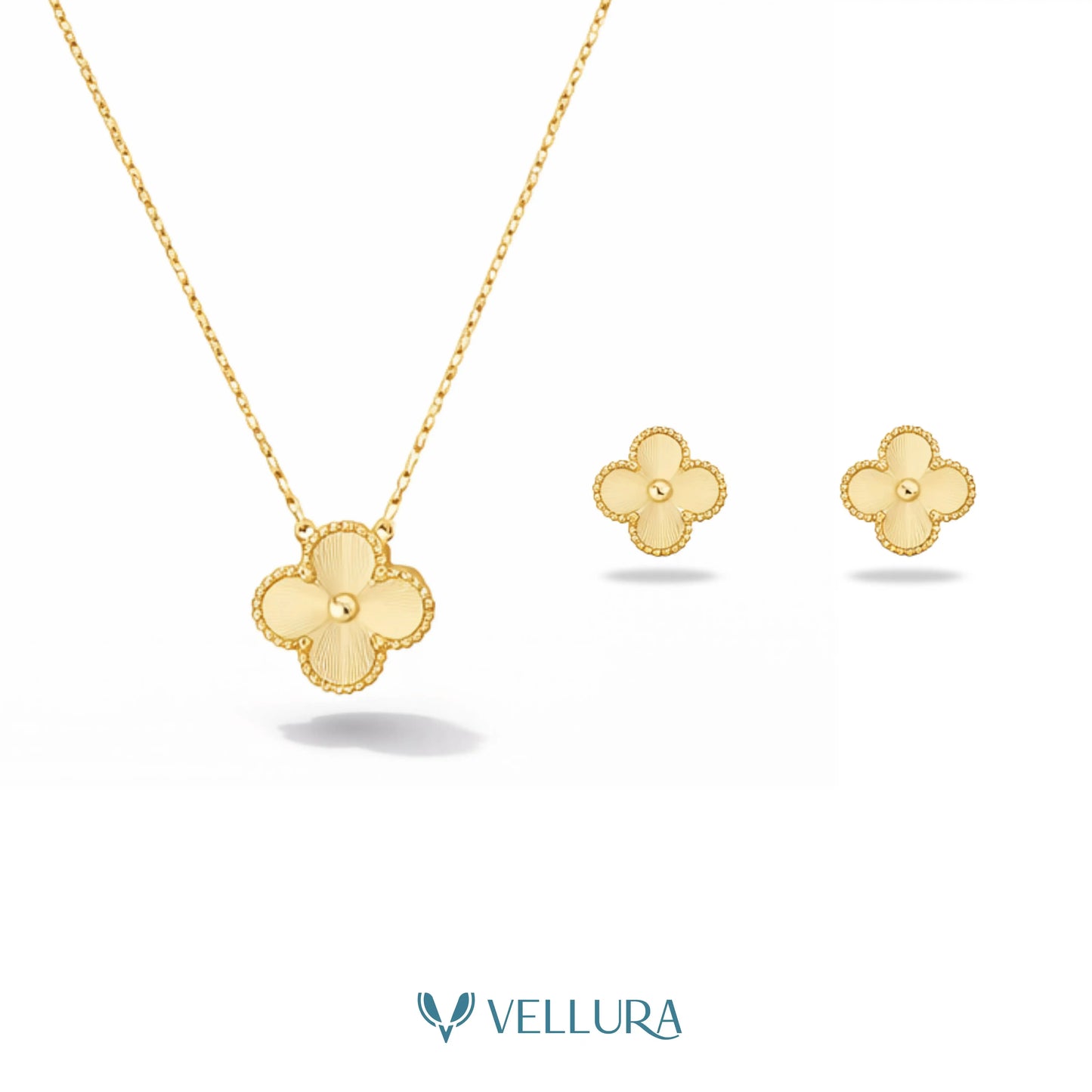Gold Quatrefoil Necklace Set-Necklace,Ring and Bracelet