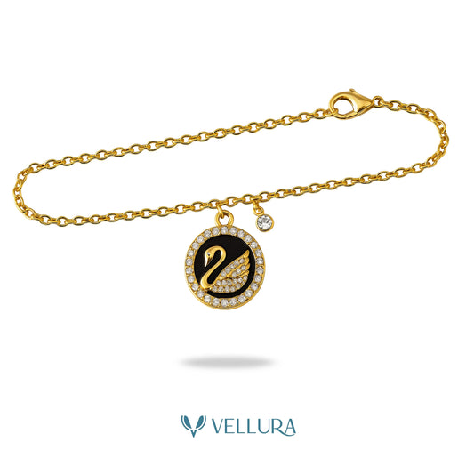 Swan Charm Gold Bracelet
