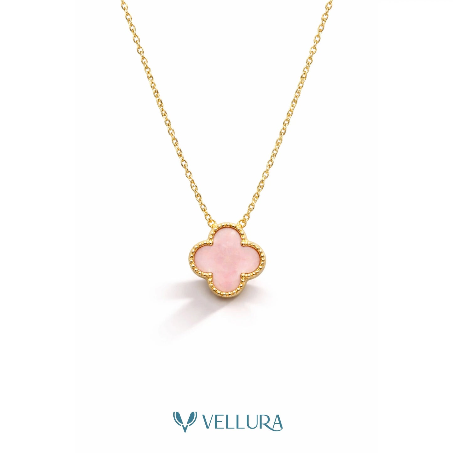 Pink Clover Pendant Necklace