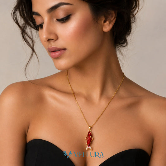 Red Koi Fish Pendant Necklace