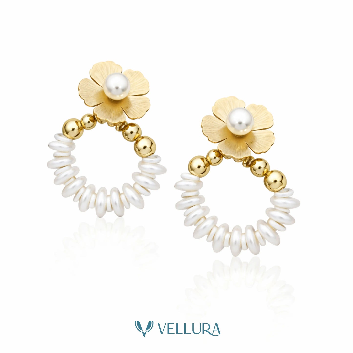Pearl Floral Drop Earrings