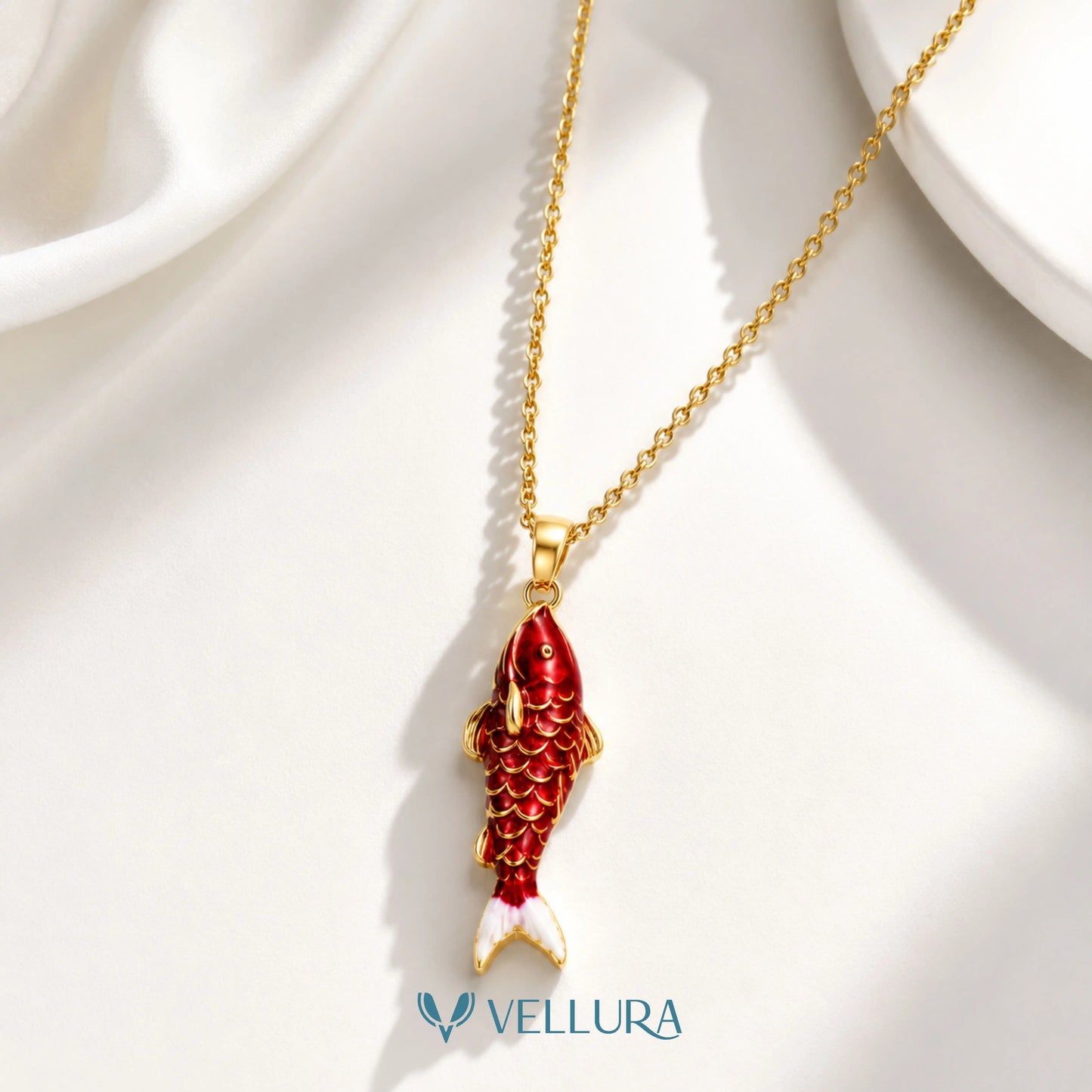 Red Koi Fish Pendant Necklace