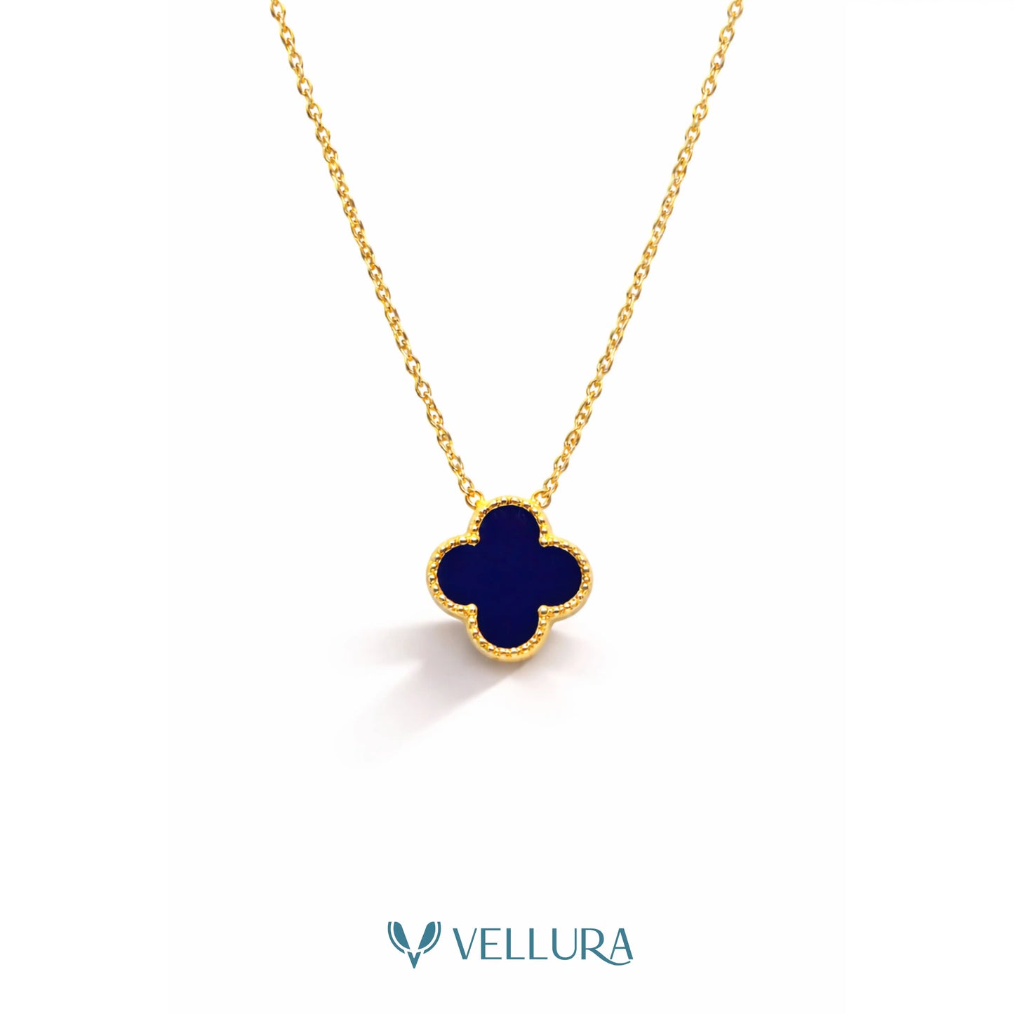 Blue Quatrefoil Necklace