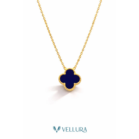 Blue Quatrefoil Necklace