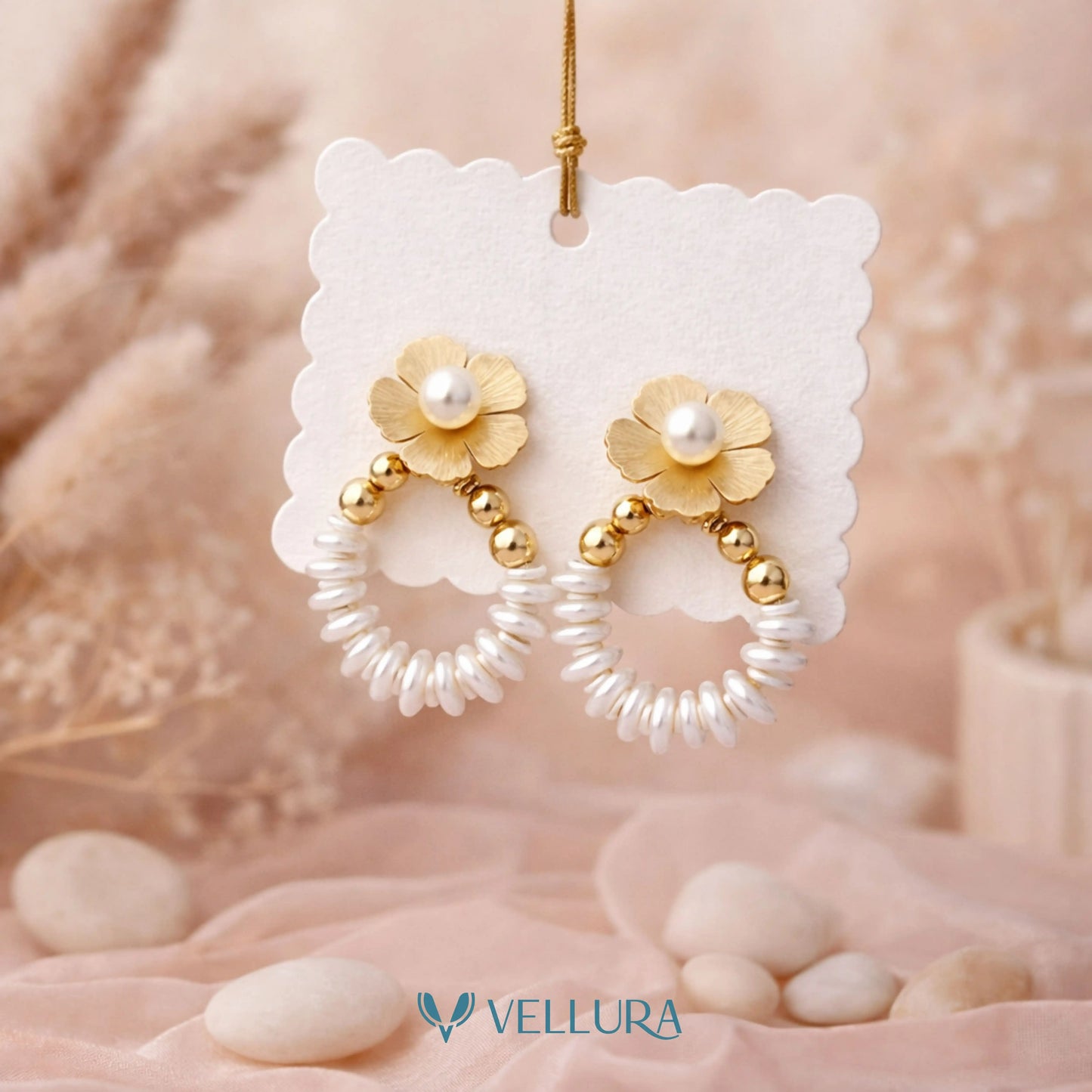 Pearl Floral Drop Earrings