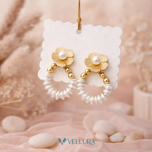 Pearl Floral Drop Earrings