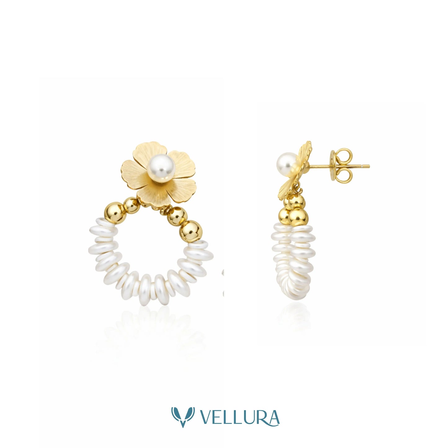 Pearl Floral Drop Earrings