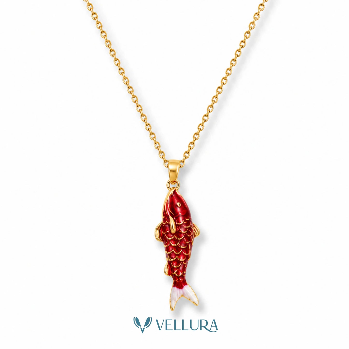 Red Koi Fish Pendant Necklace