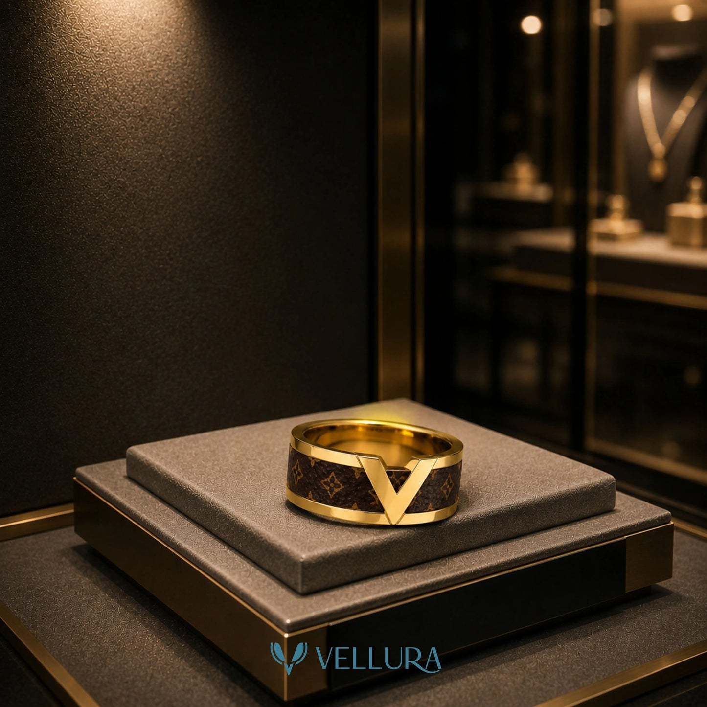LV Inspired Statement Ring