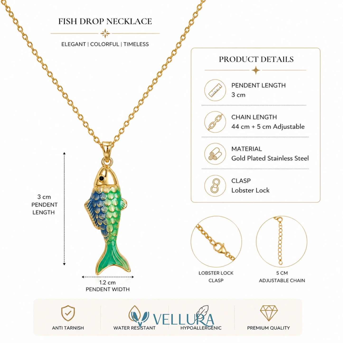 Green Fish Pendant Necklace