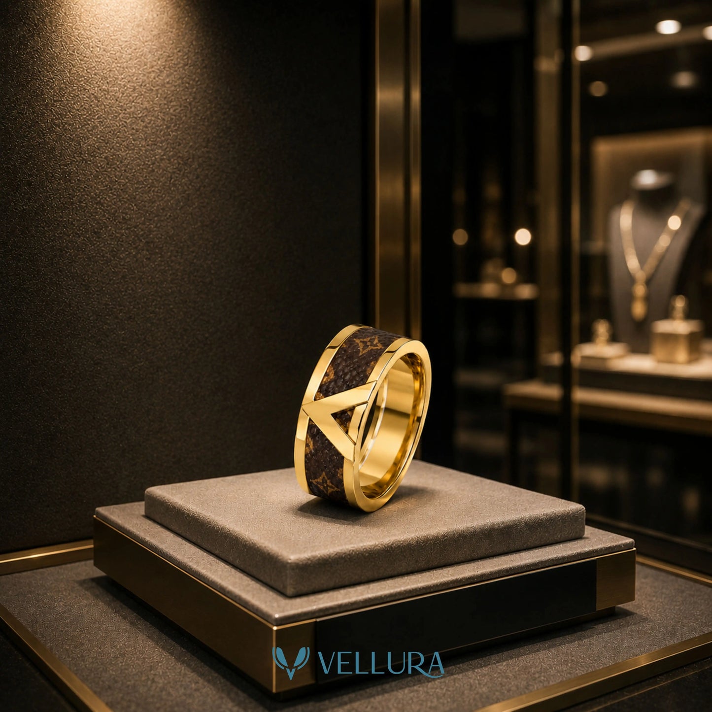 LV Inspired Statement Ring