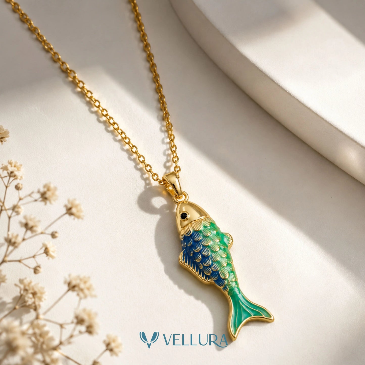 Green Fish Pendant Necklace