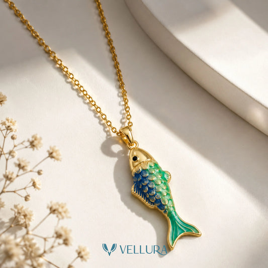 Green Fish Pendant Necklace
