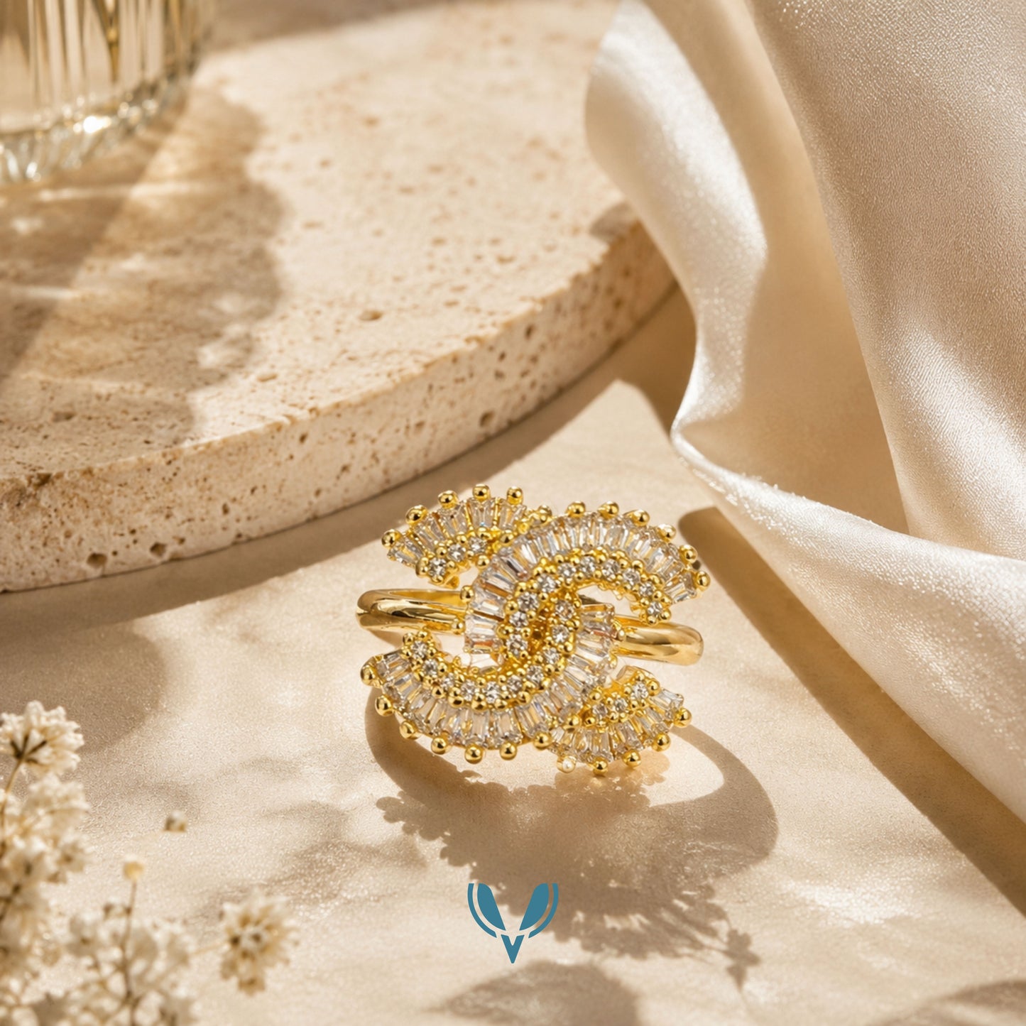 Chanel Inspired Studded Ring