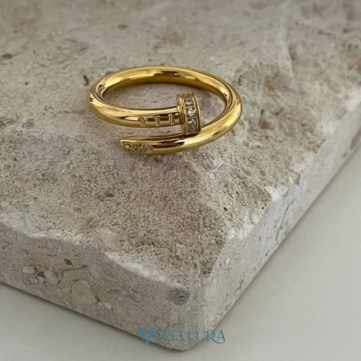 Gold Studded Nail Ring