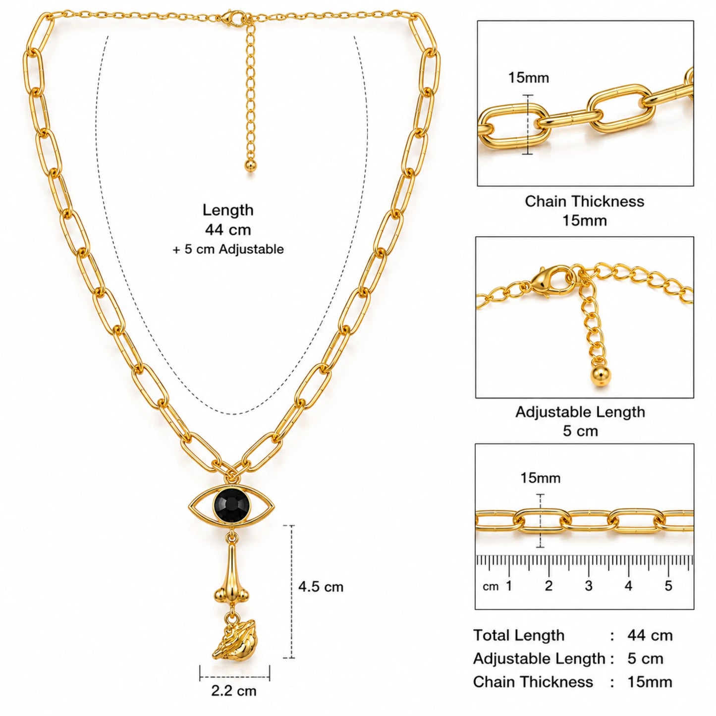 Chunky Evil Eye Drop Necklace