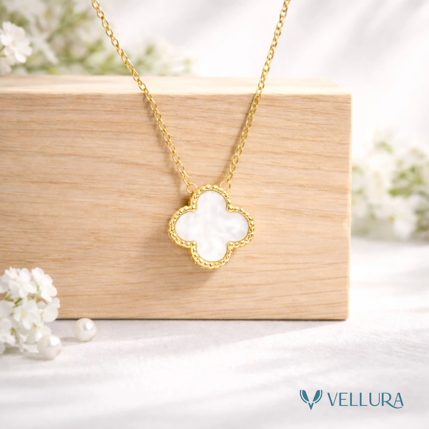 White Clover Pendant Necklace