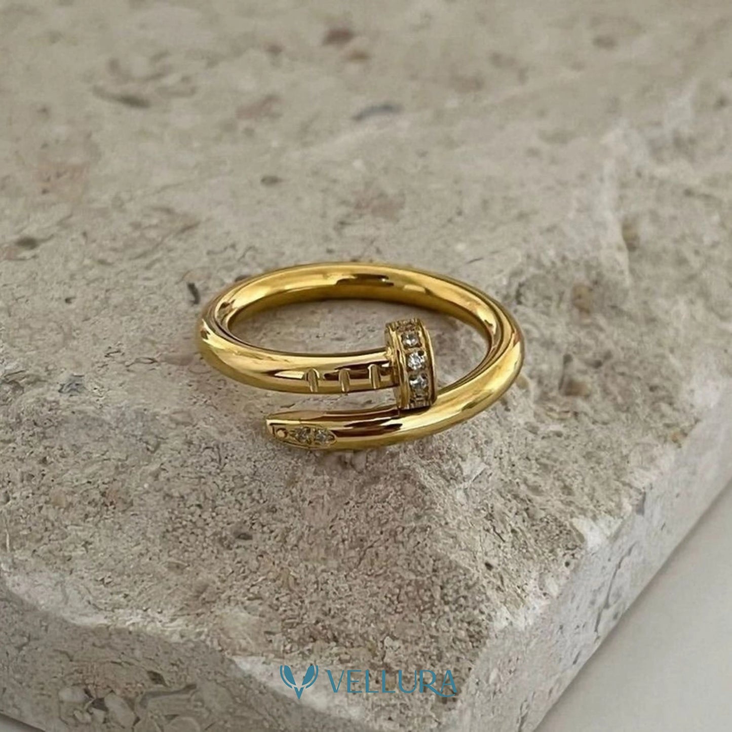 Gold Studded Nail Ring
