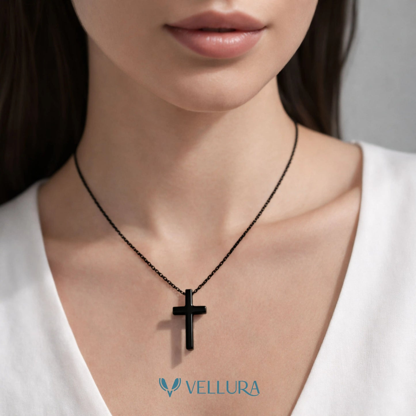 Black Cross Anti-Tarnish Necklace
